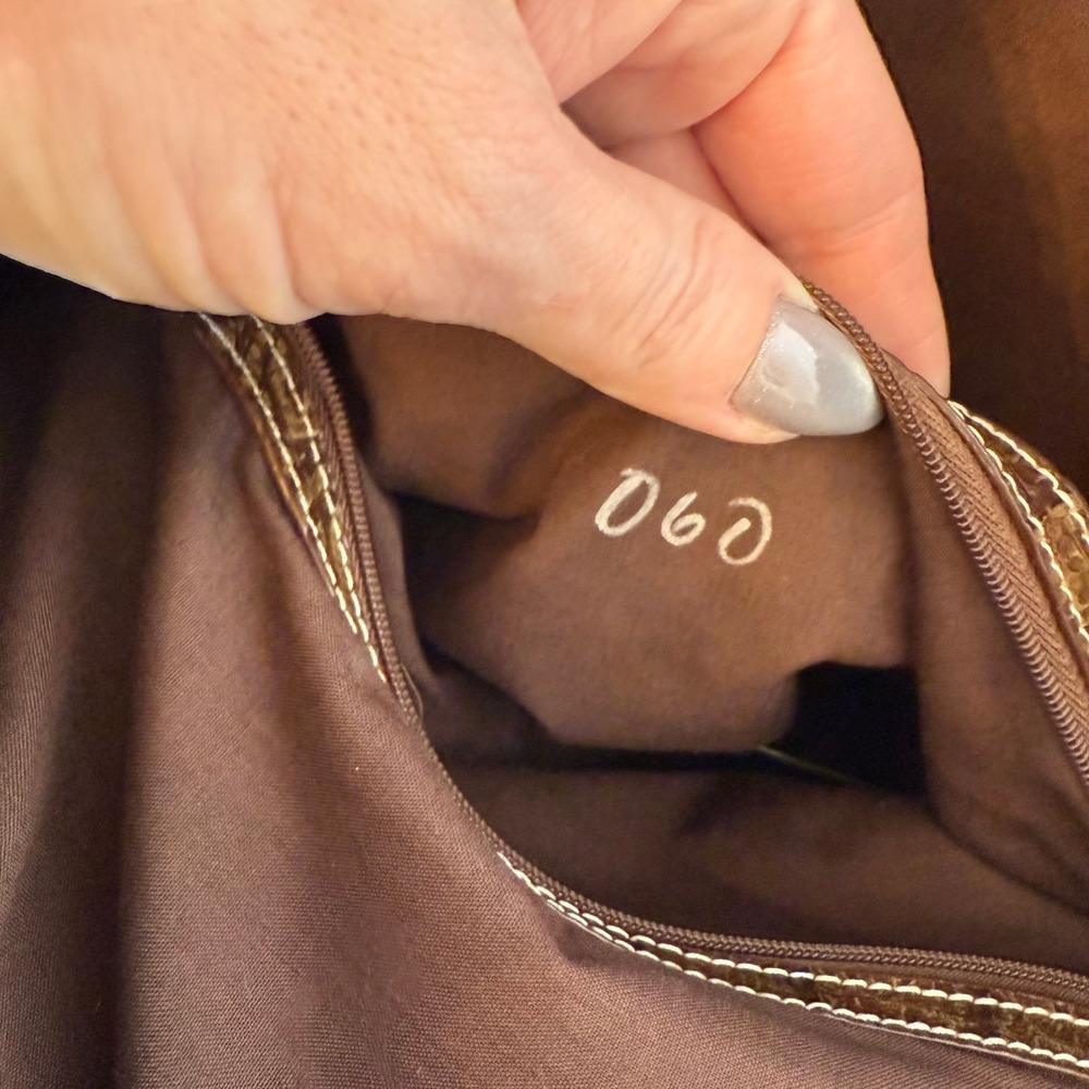 Braccialini Tua Canvas Beaded Studded Tote‎ Black Leather Embellished Detail Bag - Picture 10 of 10